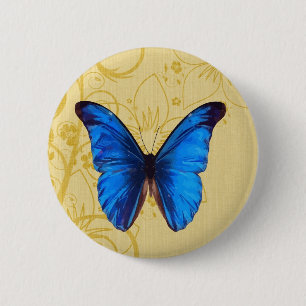 Beautiful Blue Butterfly Vintage art 6 Cm Round Badge