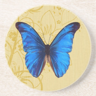Beautiful Blue Butterfly Vintage art Coaster