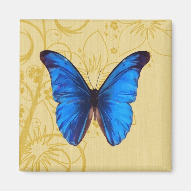 Beautiful Blue Butterfly vintage art Magnet (Front)