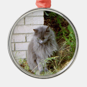 Beautiful Blue Cat Metal Tree Decoration