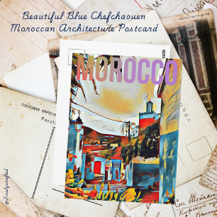 Beautiful Blue Chefchaouen Moroccan Architecture Postcard