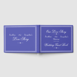 Beautiful Blue Chic Script Elegant Blue Wedding Guest Book
