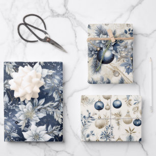 Beautiful Blue Christmas Bauble  Mix Wrapping Paper Sheet