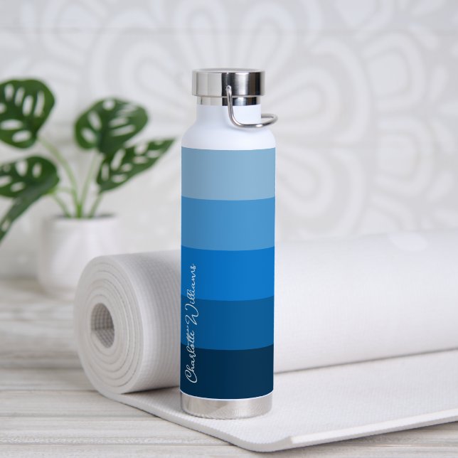 BEAUTIFUL BLUE COLOR STRIPE LINE PATTERN NAME  WATER BOTTLE (Yoga)