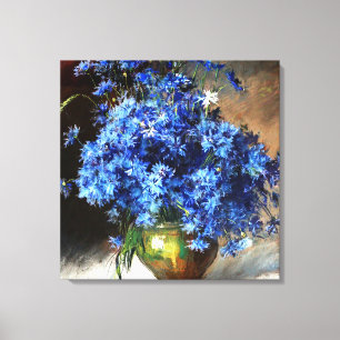 Beautiful Blue Cornflowers painting, Canvas Print