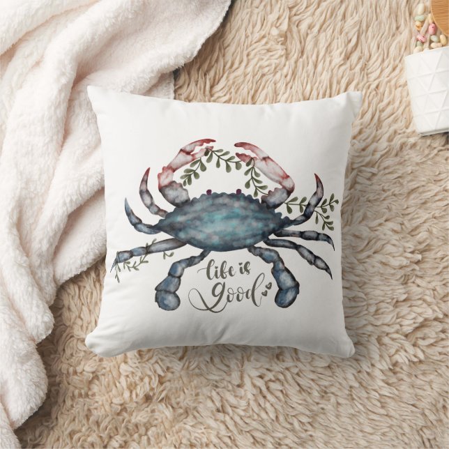 Beautiful Blue Crab Art Design Cushion (Blanket)