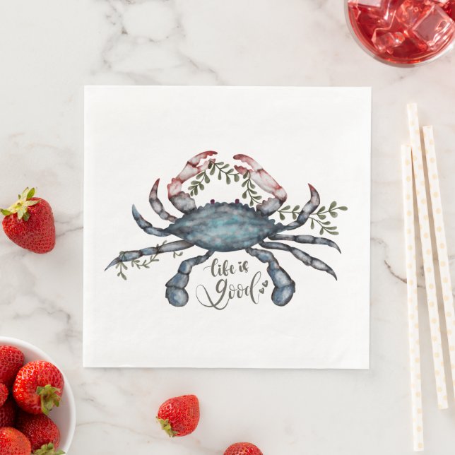 Beautiful Blue Crab Art Design Paper Napkin (Insitu)