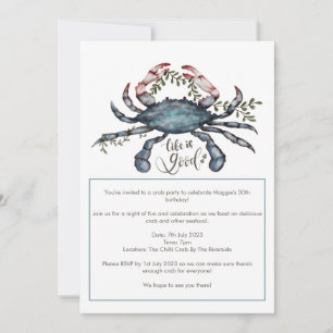 Beautiful Blue Crab Design Invitation