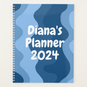 Beautiful Blue Curves Stripes Colourful Bold CUSTO Planner
