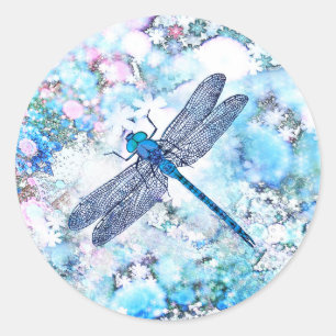 Beautiful Blue Dragonfly Classic Round Sticker