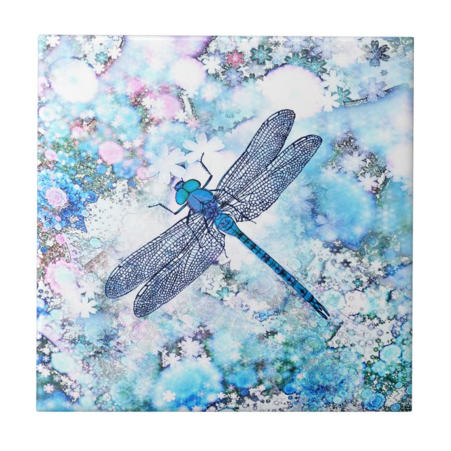 Beautiful Blue Dragonfly Tile (Front)