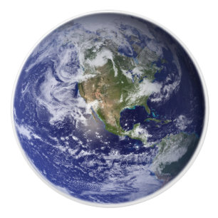 Beautiful Blue Earth Solar System Planet Home Ceramic Knob