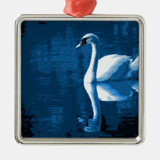 Beautiful Blue Elegant Calm River White Swan Metal Tree Decoration