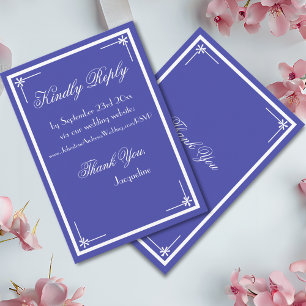 Beautiful Blue Elegant Script Classic Wedding RSVP Enclosure Card