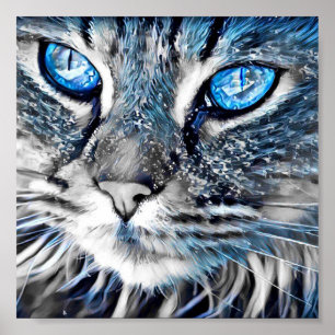 Beautiful blue-eyed cat poster