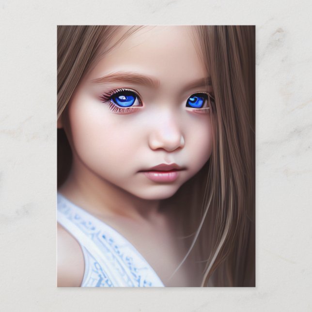 BEAUTIFUL BLUE EYED LITTLE GIRL PAINTING Postcard (Front)
