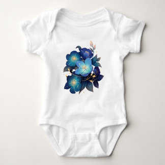 Beautiful Blue Floral Arrangement Watercolor Baby Bodysuit