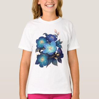 Beautiful Blue Floral Arrangement Watercolor T-Shirt