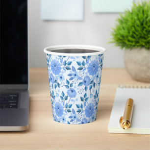 beautiful blue Floral Design gift pattern for her Paper Cups