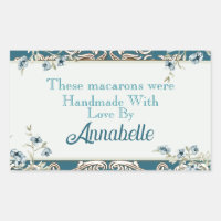 Beautiful Blue Floral Handmade Macaron Cookie