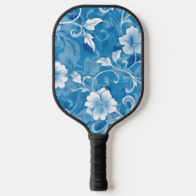 Beautiful Blue Floral  Pickleball Paddle (Front)