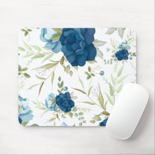 Beautiful Blue Floral Seamless Pattern Mouse Pad
