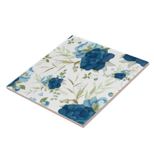 Beautiful Blue Floral Seamless Pattern Tile