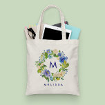 Beautiful Blue Floral Wedding Tote Bag<br><div class="desc">Girly-Girl-Graphics at Zazzle: Beautiful Blue Floral Wedding Tote Bag - Best Perfectly Elegant Stylish Trendy Rustic Customisable Delicate Pastel and Colourful Aqua and Navy Blue, Pretty Purple, Garden Greenery, Yellow Gold, and Cool White Nature's Whimsical Botanical Watercolor Flowers Pattern Modern Fashionable Script and Printed Typography Lettering Card to Personalise makes...</div>