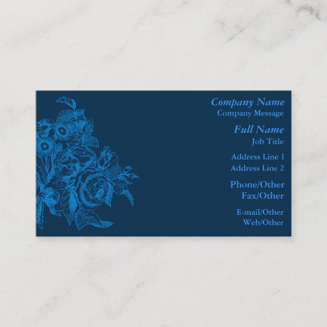 Beautiful Blue Flower Business Card Template (Front)