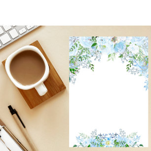 Beautiful blue flower custom letterhead