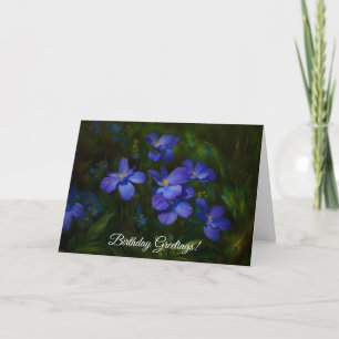 Beautiful Blue Flower Garden Art Birthday Card