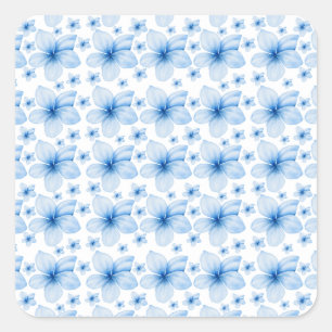 Beautiful Blue Flower Seamless Pattern Square Sticker