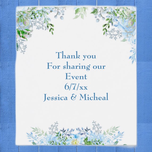 Beautiful blue flower thank you  wine label (Creator Uploaded)