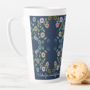 Beautiful Blue Flowered Large Latte Mug