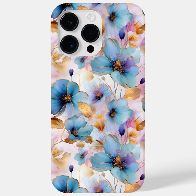 Beautiful Blue Flowers Alcohol Ink Pastel Case-Mate iPhone Case (Back)