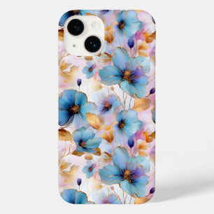 Beautiful Blue Flowers Alcohol Ink Pastel Case-Mate iPhone 14 Case