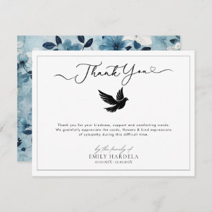 Beautiful Blue Flowers Funeral Thank You Card