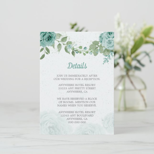 beautiful blue flowers greenery botanical enclosure card (Standing Front)