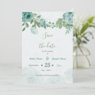 beautiful blue flowers greenery botanical save the date