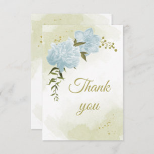 beautiful blue flowers greenery botanical thank you card