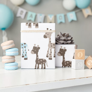 Beautiful Blue Giraffe Baby Pattern Wrapping Paper