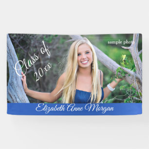 Beautiful,Blue Graduation Banner Custom Photo,
