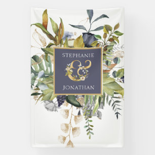 Beautiful Blue & Green Botanical Wedding Banner