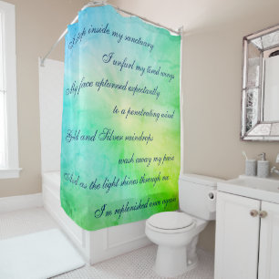 Beautiful Blue / Green Cleansing Mantra design Shower Curtain