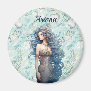 Beautiful Blue-Haired Mermaid  Magnet