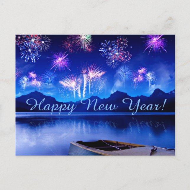 beautiful blue happy new year postcard (Front)