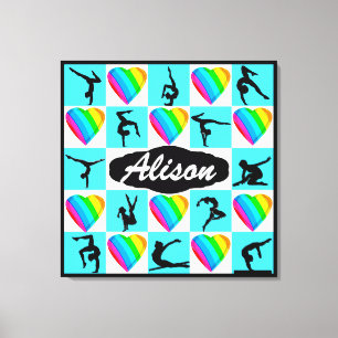 BEAUTIFUL BLUE HEART PERSONALIZED GYMNAST POSTER CANVAS PRINT