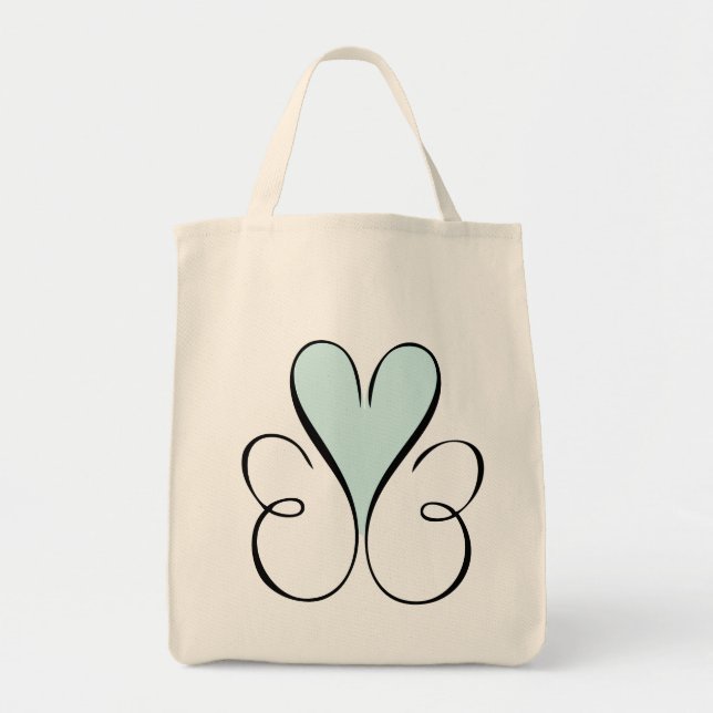 Beautiful Blue Heart Tote Bag (Front)