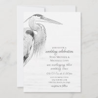 Beautiful Blue Heron Water Bird Sketch Wedding