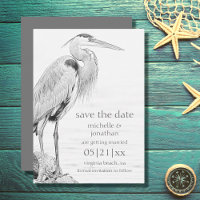 Beautiful Blue Heron Water Bird Sketch Wedding
